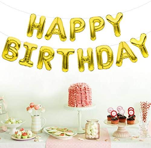 Gold Happy Birthday Balloons Banner Birthday Party Decorations Set for Men and Women with Latex and Confetti Balloons Supplies - If you say i do