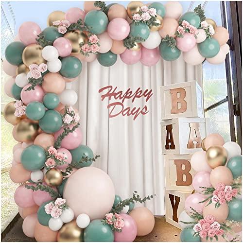 124PCS Sage Olive Green Blush Pink Peach Balloons Balloon Garland Arch Kit - If you say i do
