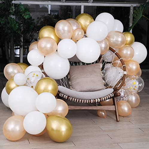 105Pcs 12Inch Balloon Garland Including Chrome Gold, White, Blush Pearl Confetti Balloons Decorations Backdrop Ideal for Wedding Birthday - If you say i do