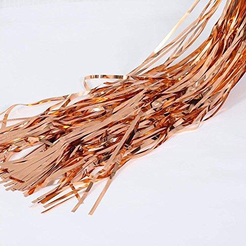 2pcs 3ft x 8.3ft Rose Gold Metallic Tinsel Foil Fringe Curtains Photo Booth Props for Birthday Wedding - If you say i do