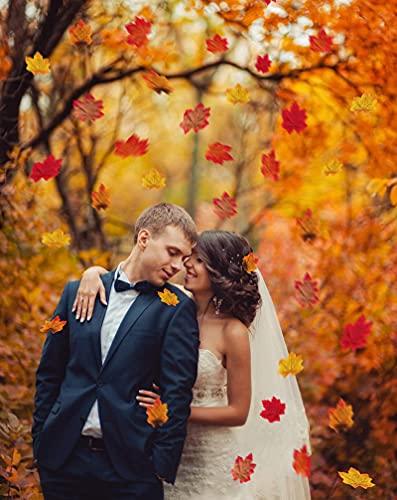 500PCS Fall Artificial Maple Leaves Thanksgiving Autumn Leaf Wedding Party Table Decor, Multicolored - If you say i do