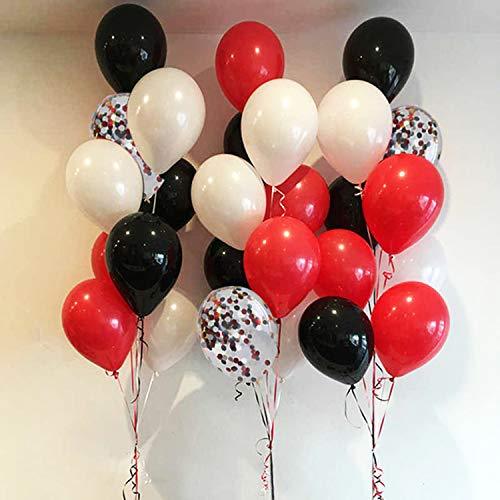 62 Pieces Black Red Confetti Balloons Kit, 12 Inches Black Red White Confetti Balloons with Balloon Ribbon for Baby Shower Birthday - If you say i do