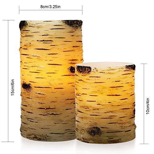 Set of 5 Pillar Birch Bark Effect Flameless LED Candles with 10-Key Remote Control - If you say i do