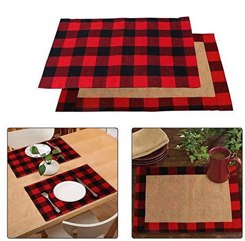 Qelus Tovaglia natalizia a quadretti, rettangolare, 140 x 200 cm, lavabile, per feste, cucina, decorazione (rosso e verde Qelus Tovaglia natalizia a quadretti, rettangolare, 140 x 200 cm, lavabile, per feste, cucina, decorazione (rosso e verde