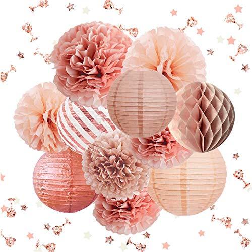 12PCS Elegant Party Supplies Tissue Pom Poms Paper Lantern Glitter Confetti 30G for Wedding Bridal Shower Baby Shower Birthday Party - If you say i do