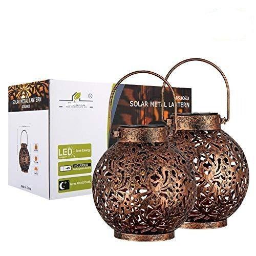 Outdoor Solar Hanging Lantern Lights Metal LED Decorative Light for Garden Patio Courtyard Lawn and Tabletop with Hollowed-Out Design - If you say i do