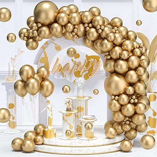 White and Gold Balloon Garland Kit White Balloon Garland With Chrome Gold  and Confetti Hand Made With Qualatex Balloons, Balloon Arch 
