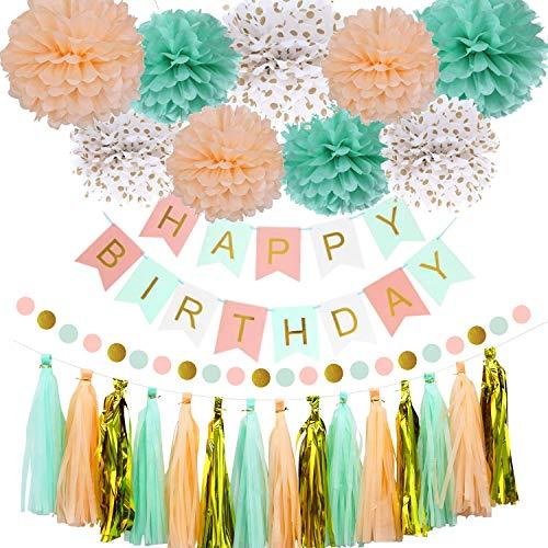 Mint Peach Birthday Party Decorations for Girls, Birthday Decoration Set with Birthday Banner for Women's Birthday Party Decor - If you say i do