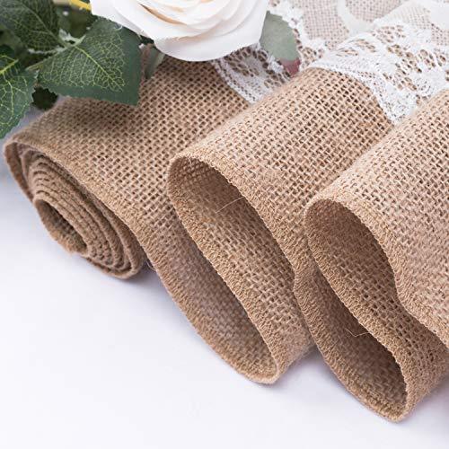 72 Inch Burlap Lace Table Runners Wedding Table Runner - Rustic Table Runner Natural Centerpieces Runners for Party Birthday Decor - If you say i do