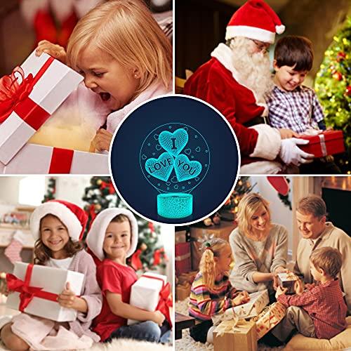 Love 3D Illusion Lamp, Heart Night Light with Remote Control + Timer 16 Color Changing Desk Lamps Kids Room Decor - If you say i do