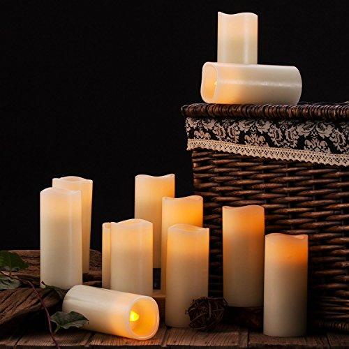 Set of 12 Flameless Candles Battery Operated LED Pillar Electric Unscented Candles with Remote Control Cycling 24 Hours Timer - If you say i do