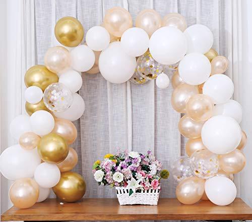 105Pcs 12Inch Balloon Garland Including Chrome Gold, White, Blush Pearl Confetti Balloons Decorations Backdrop Ideal for Wedding Birthday - If you say i do