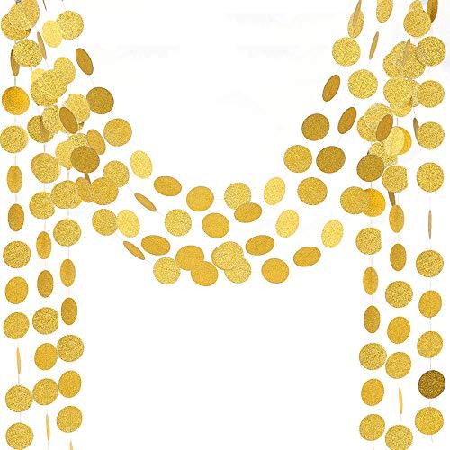 5pcs Glitter Gold Paper Circle Dots Garland (65ft) Hanging Garland Decorations Streamers for Birthday Party Wedding Baby Shower Class Room Decorations - If you say i do