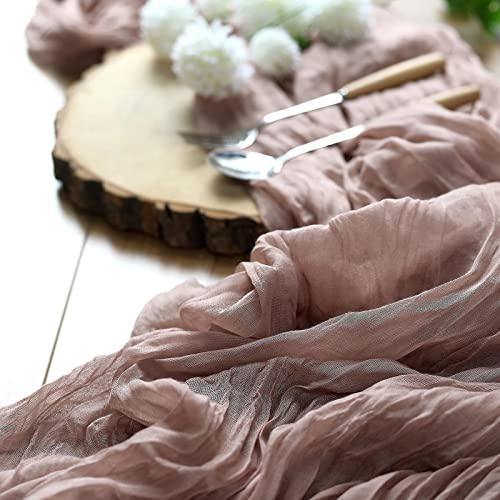 10FT Dusty Rose Cheesecloth Table Runner, Gauze Fabric Boho Wedding Arbor Decor - If you say i do