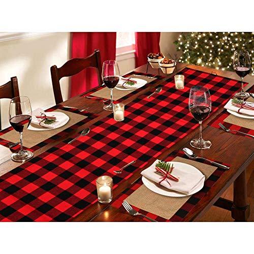 6pcs Buffalo Plaid Placemats Red and Black Buffalo Check Placemats, Reversible Cotton Burlap Christmas Placemats for Christmas Table Decorations - If you say i do