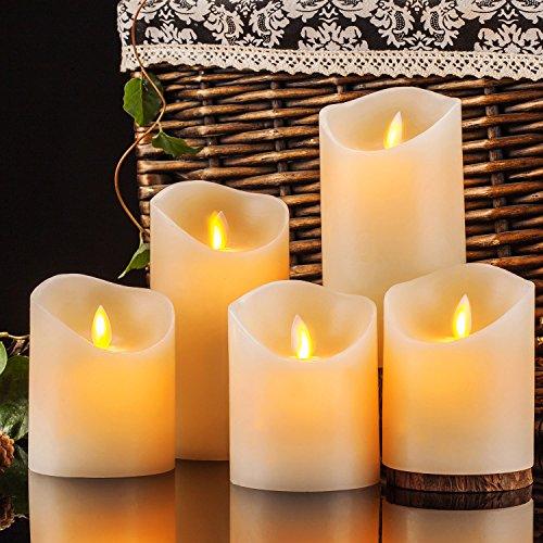 Set of 5 Battery Operated Candles Pillar Realistic Flameless Flickering LED Candles with Remote Control 2 4 6 8 Hours Timer - If you say i do