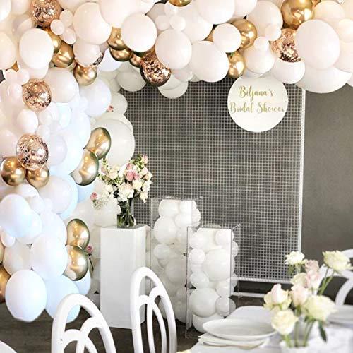White Balloon Arch Garland Kit, 124 Pieces White Gold and Gold Confetti Latex Balloons for Baby Shower Wedding Birthday - If you say i do