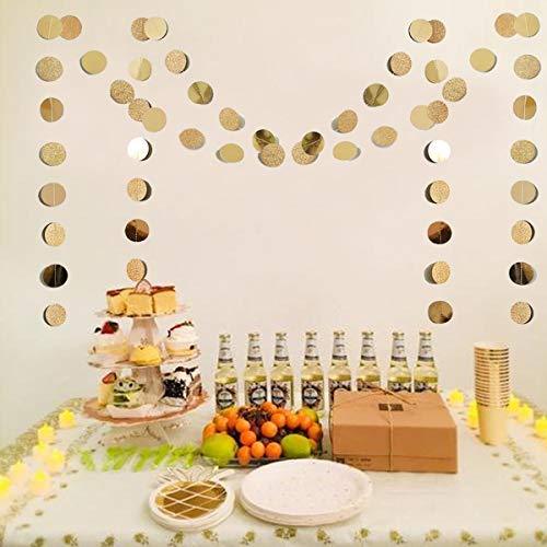 6 Pcs Glitter Champagne Gold Paper Circle Dots Garland (52 Feet) Party Hanging Bunting Birthday Party Decorations Engagement Party - If you say i do