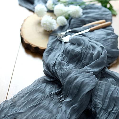 10FT Dusty Blue Cheesecloth Table Runner, Gauze Fabric Boho Wedding Arbor Decor - If you say i do