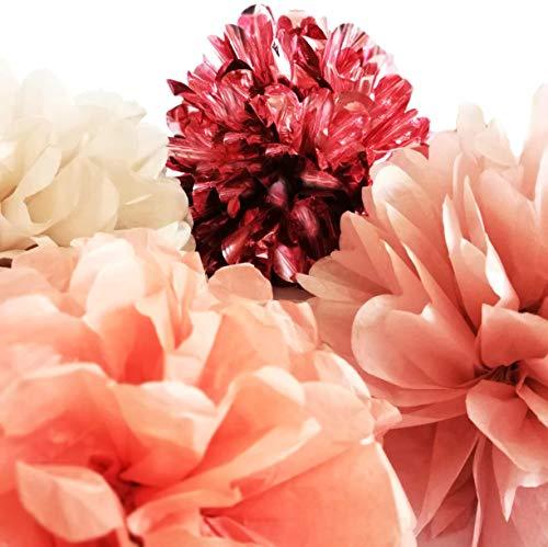 20 PCS Rose Gold Party Decorations - Metallic Foil and Tissue Paper Pom Poms - Birthday Party Decoration - If you say i do