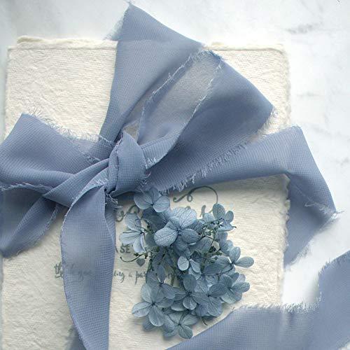Dusty Blue Chiffon Ribbon Fringe Sample Color Swatches 1-3/4" x 5Yd, 4 Rolls Handmade Ribbons for Wedding Invitations Bouquets Backdrop Decorations - If you say i do