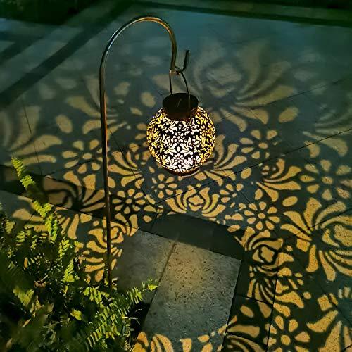 Outdoor Solar Hanging Lantern Lights Metal LED Decorative Light for Garden Patio Courtyard Lawn and Tabletop with Hollowed-Out Design - If you say i do