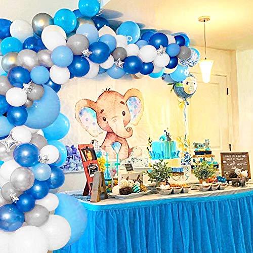 135 Pieces Blue Balloon Garland Arch Kit - White Blue Silver and Blue Confetti Latex Balloons for Baby Shower Wedding Birthday Party - If you say i do