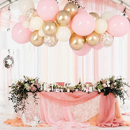 Pink Balloon Arch Garland Kit, 124 Pieces White Pink Gold and Gold Confetti Latex Balloons for Baby Shower Wedding Birthday - If you say i do