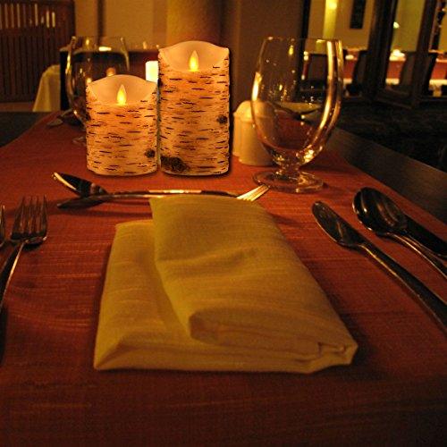 Flickering Candles, Candles Birch Set of 3 (H: 4" 5" 6" x D: 3.25")Birch Bark Battery Candles Pillar with Remote Timer - If you say i do