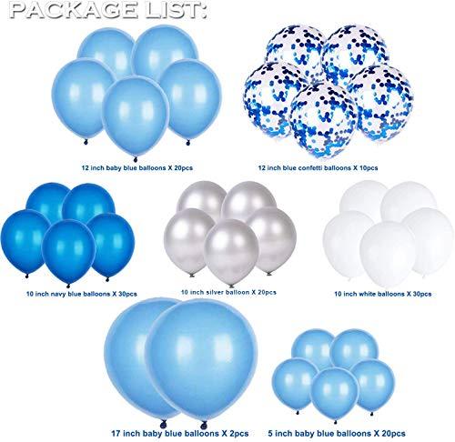 135 Pieces Blue Balloon Garland Arch Kit - White Blue Silver and Blue Confetti Latex Balloons for Baby Shower Wedding Birthday Party - If you say i do