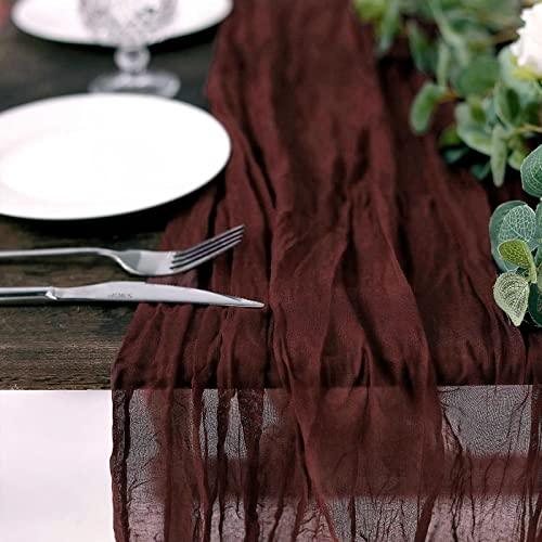 10FT Burgundy Cheesecloth Table Runner, Gauze Fabric Boho Wedding Arbor Decor - If you say i do