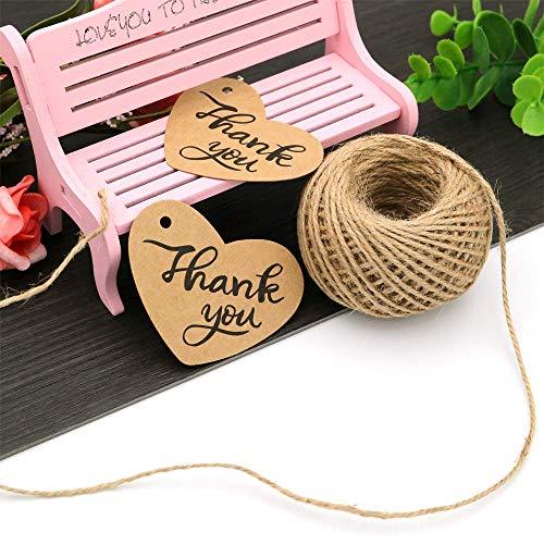 100PCS Thank You Tags 2.6" X 2" Kraft Paper Gift Tags with 100 Feet Natural Jute Twine Perfect for Valentine's Day,Baby Shower,Wedding Party Favor - If you say i do