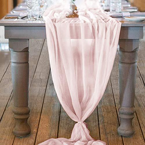 10ft Blushing Pink Chiffon Table Runner 28x120 Inches Romantic Wedding Runner Sheer Bridal Party Decorations - If you say i do