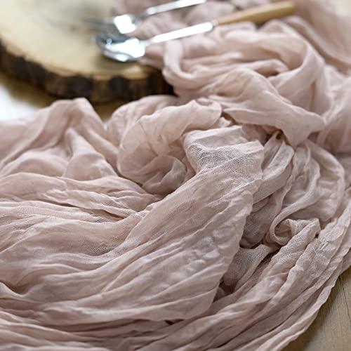 10FT Beige Cheesecloth Table Runner, Gauze Fabric Boho Wedding Arbor Decor - If you say i do