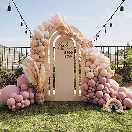 130Pcs Dusty Rose Pink Nude Mauve Brown Ivory White Boho Balloons Balloon Garland Kit - If you say i do