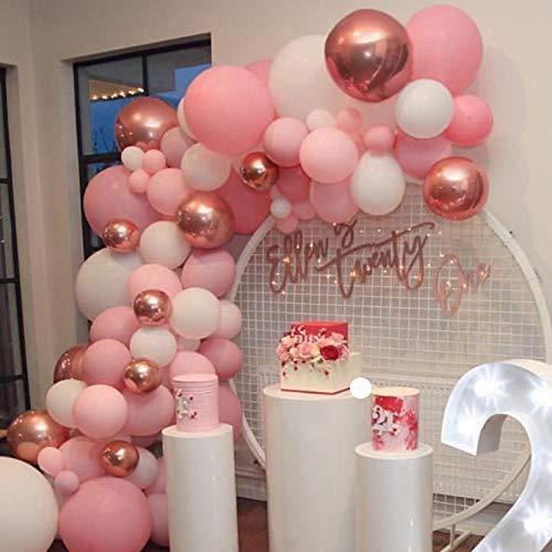Rose Gold Pink and White Birthday Balloon Garland - 123 pcs - Pink Whi –  SCloud Themes