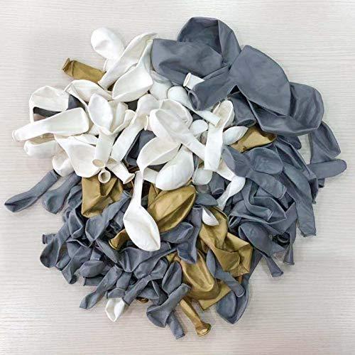155Packs DIY Grey Balloons Garland Arch Kit-White-Chrome Metallic Gold Balloons for Wedding Birthday - If you say i do