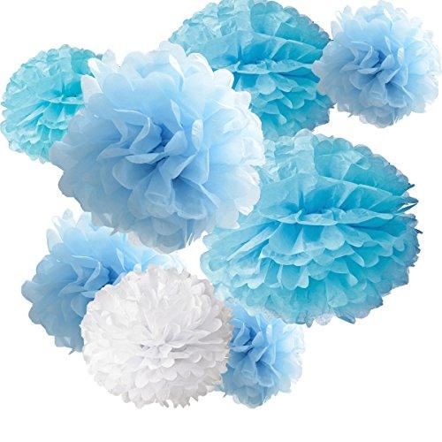 White Paper Tissue Fluffy Pom Pom Flower Balls - 12