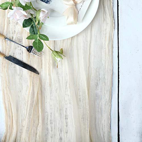 10FT Cream Cheesecloth Table Runner, Gauze Fabric Boho Wedding Arbor Decor - If you say i do