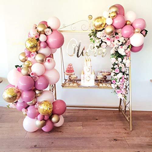 134Pcs Pink and Gold Confetti Balloons, Balloon Garland Arch Kit, Pink and Gold Balloons for Parties - If you say i do