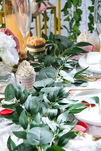 4 Packs 6.5 Feet Artificial Silver Dollar Eucalyptus Leaves Garland with Willow Vines Twigs Leaves for Wedding Decor - If you say i do