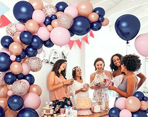 121 PCS Gender Reveal Party Supplies Rose Gold Navy Blue and Pink Latex Confetti Pearlescent Balloons Garland Arch Kit - If you say i do