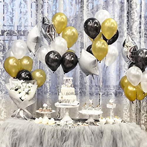 72 Pack Black Gold Confetti Balloons Kit, Black Gold White Balloons and Gold Confetti with Ribbons for Birthday Wedding Baby Shower Party Decorations - If you say i do