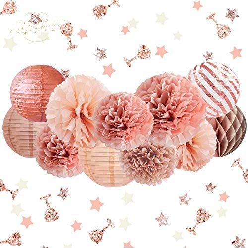 12PCS Elegant Party Supplies Tissue Pom Poms Paper Lantern Glitter Confetti 30G for Wedding Bridal Shower Baby Shower Birthday Party - If you say i do