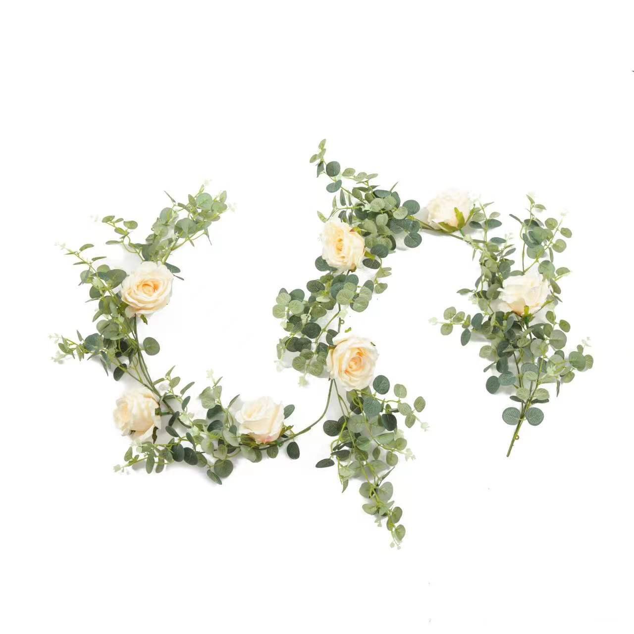 5 pcs 6.5ft Seeded Eucalyptus Garland with Yellow Flowers for Party Wedding Table Decor - If you say i do