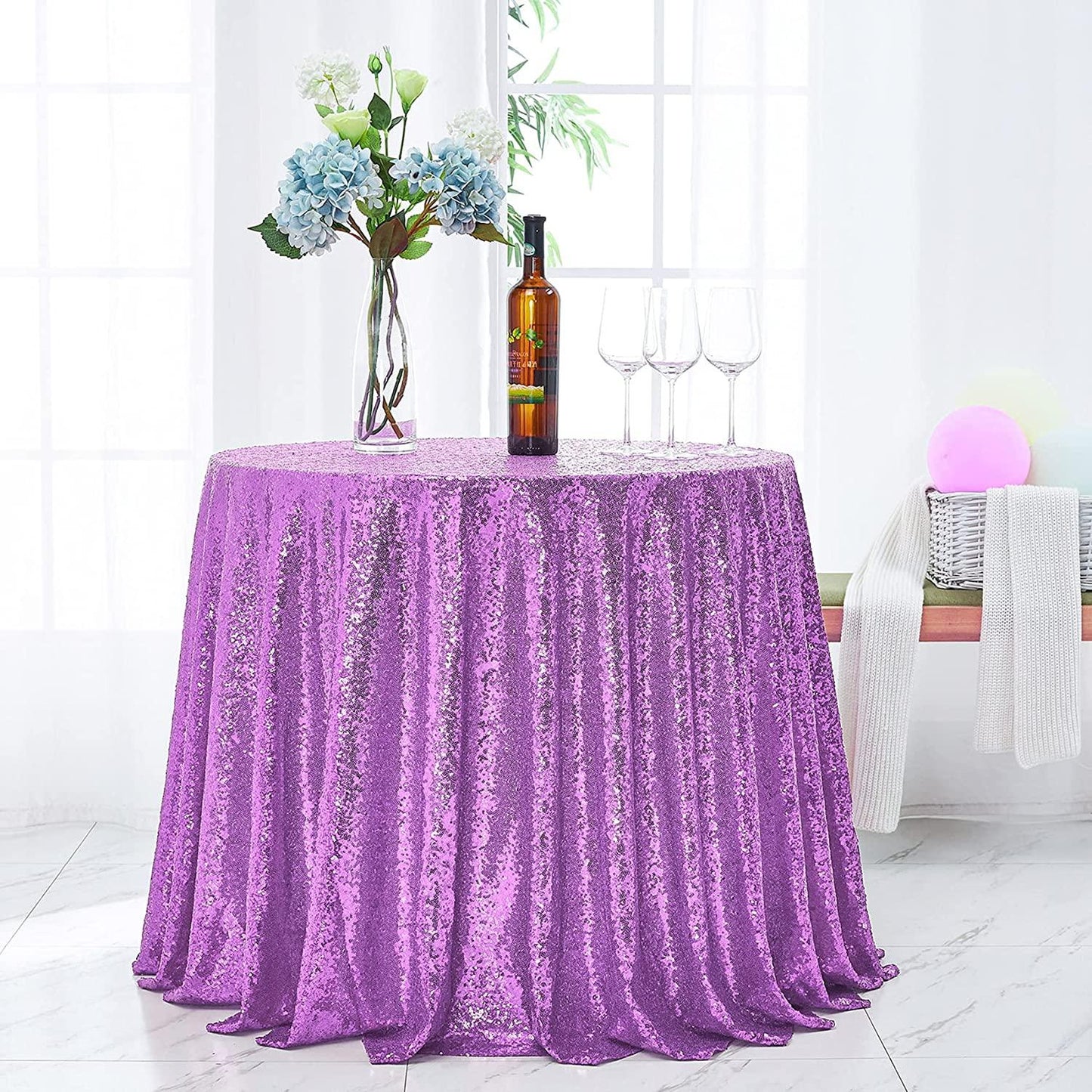 120 inch Round Sequin Tablecloth Wedding Arch, Glitter Tablecloth Arbor for Bridal Shower Decorations, Birthday, Wedding - If you say i do