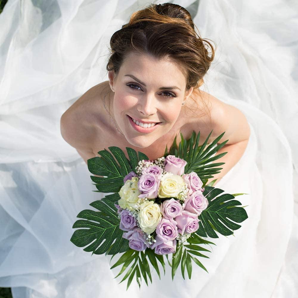 60 Pieces 4 Kinds Artificial Tropical Plant Leaves Monstera Leaves Safari Leaves for Hawaiian Luau Party Decorations - If you say i do