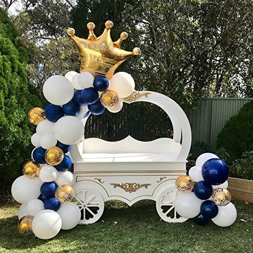Navy Blue and Gold Balloons 130 Pcs 12 Inch Confetti Balloons White Latex Balloon Garland Kit with Balloon Accessories for Birthday Wedding Party - If you say i do