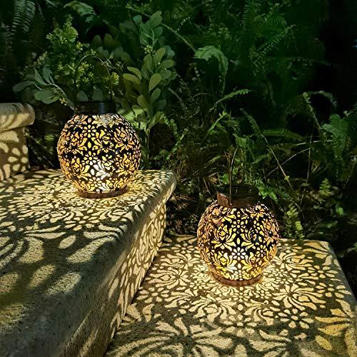 Outdoor Solar Hanging Lantern Lights Metal LED Decorative Light for Garden Patio Courtyard Lawn and Tabletop with Hollowed-Out Design - If you say i do