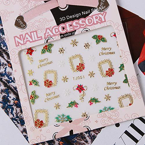 Christmas Nail Stickers - 10 Packs 3D Metal Gold Xmas Design Self-adhesive Nail Decals - If you say i do